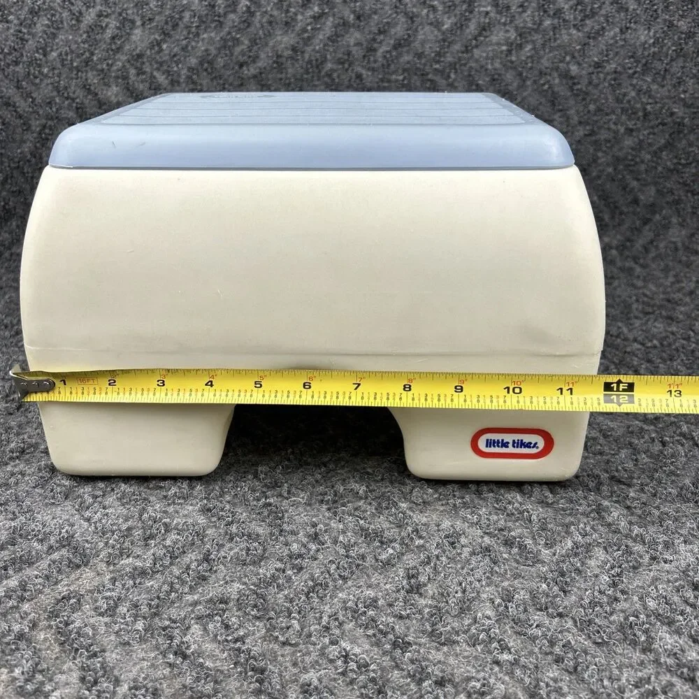 Vintage 1985 Little Tikes Tykes Step Stool Blue & White USA Made 11.5"x9.5"x7.5" - Picture 11 of 13